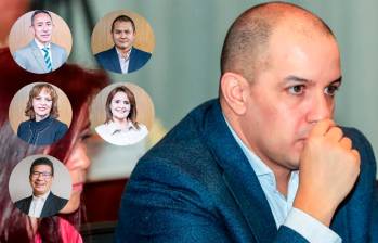 En la foto, los miembros de junta que apoyaron la llegada de Jorge Carrillo a la presidencia de ISA. De izquierda a derecha: Ricardo Roa y David Riaño (arriba); Fabiola Leal y Lucía Díaz (medio); y Luis Ferney Moreno (abajo). FOTO EL COLOMBIANO Y CORTESÍA