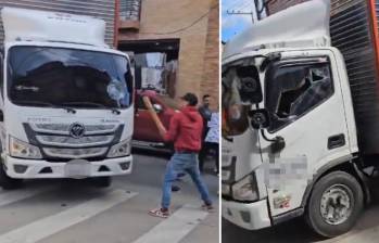 Pelea entre conductores de furgón y particular en Bogotá- Foto: capturas de pantalla 