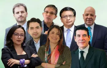 De izquierda a derecha: Benjamín Ortiz, Jorge Enrique Ibánez, Mauricio Gaona, Jennifer Pedraza, Daniel Briceño, Diego Gil, Denis Silva, Iris Marín y Andrés Forero. Foto: Cortesía. 