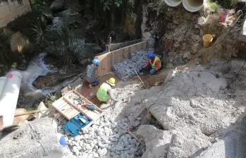 Estas son algunas de las obras que se están realizando. Actualmente se encuentra en su etapa final la construcción del muro de contención en gaviones de aproximadamente cinco metros de altura. FOTO: Cortesía Alcaldía de Itagüí