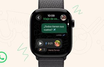 Así se ve la aplicación de WhatsApp instalada en un Apple Watch. FOTO cortesía