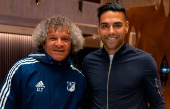 Tras llegar a Millos, Alberto Gamero se mostró complacido por contar en su nómina con un referente del fútbol mundial como es Radamel Falcao García. FOTO @MILLONARIOS 