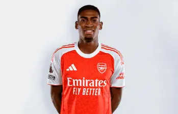 El colombo-español Christian Mosquera debutó en Champions League con Arsenal, en la victoria como visitante en Bilbao. FOTO @ArsenalEspanol