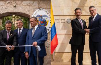 En la inauguración participaron el canciller Omar Bula y el ministro de Relaciones Exteriores de Israel, Gideon Sa’ar. Foto: Redes sociales Cancillería @CancilleriaCol