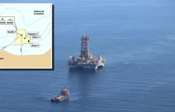 El pozo está ubicado a 42 kilómetros de la costa, en aguas de 1.285 metros de profundidad, y cerca de los descubrimientos de gas de Sirius-1, Sirius-2 y Copoazú-1, lo que refuerza el potencial gasífero de la zona. Foto: Cortesía Ecopetrol