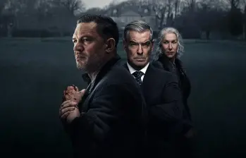 Los protagonistas de Mobland son Tom Hardy, Pierce Brosnan y Helen Mirren. FOTO: Paramount+.