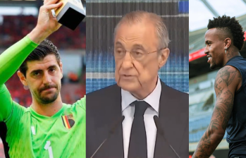El presidente del club le envio un mensaje a los jugadores lesionados. FOTO: TWITTER @realmadrid / @edermilitao /@thibautcourtois