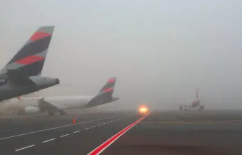 Esta era la visibilidad del aeropuerto José María Córdova, de Rionegro, en la mañana de este jueves. FOTO: Cortesía aeropuerto José María Córdova