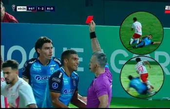 El momento de la expulsión de Diago Giménez tras las dos faltas en la misma jugada. FOTO IMÁGENES TOMADAS DE LA TRANSMISIÓN DE ESPN