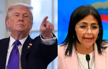 Donald Trump y Delcy Rodríguez. Fotos: Getty