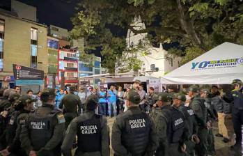 Campaña en contra de la extorsión en el sector La Veracruz, en el centro de Medellín. FOTO: CORTESÍA SECRETARÍA DE SEGURIDAD