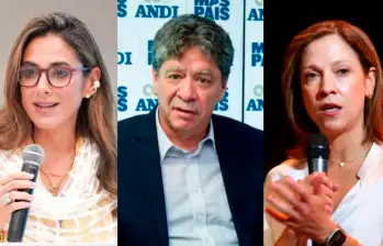 De izquierda a derecha: Natalia Gutiérrez, presidenta del Consejo Gremial; Bruce Mac Master, presidente de la Andi, y María Claudia Lacouture, presidenta de Amcham Colombia, quienes celebraron la decisión de la Corte Constitucional de suspender la emergencia económica. FOTO COLPRENSA Y CORTESÍA