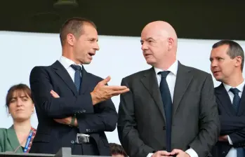 Aleksander Ceferin, presidente de la UEFA y Gianni Infantino, presidente de la FIFA. FOTO GETTY