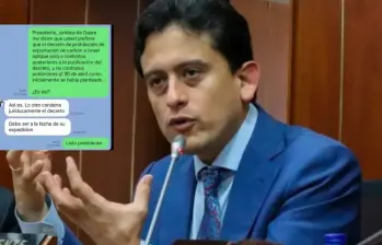 El exministro de Petro reveló en su cuenta de X un chat sobre las exportaciones de Carbón. FOTO: Tomada de de redes sociales.
