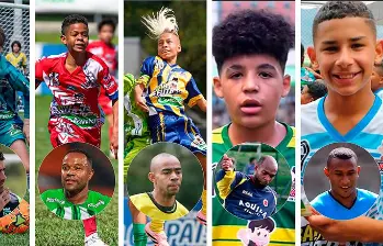 Pascual Ángel (Juan Pablo Ángel), Dorlan Jr. Pabón (Dorlan Pabón), Isaac Vélez (Stiven Velez), Roman Moreno (Tressor Moreno), Thiago José Rodríguez (Angelo Rodriguez). FOTO EL COLOMBIANO Y CORTESÍA LOS PAISITAS