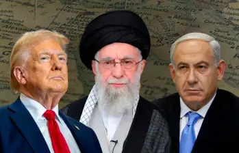Estalla nuevamente el conflicto en Irán con Estados Unidos e Israel. En la foto: Donald Trump, Alí Jemenai y Netanyahu. FOTO: Tomada de Ecuavisa