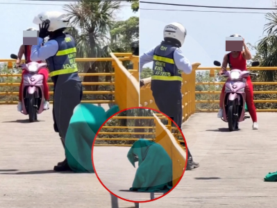¡Ni en las películas! Agente de tránsito se escondió bajo una sábana para detectar infractores