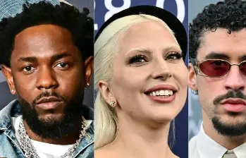 Kendrick Lamar, Lady Gaga y Bad Bunny lideran las nominaciones en los Grammys. FOTO: Barrons.