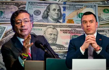 Gustavo Petro, presidente de Colombia, y Daniel Noboa, primera mandatario de Ecuador. FOTOS: COLPRENSA, GETTY Y EL COLOMBIANO