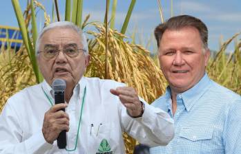 Presidente de la junta directiva de Fedearroz, César Augusto Saavedra; y el ministro de Agricultura, Indalecio Dangond. Foto: Cortesía y montaje