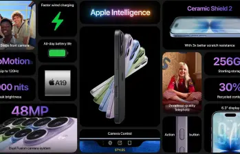 Apple presentó el iPhone 17 en sus versiones básica, Air y Pro, con diferencias en diseño, cámaras y precios. FOTO: Cortesía Apple