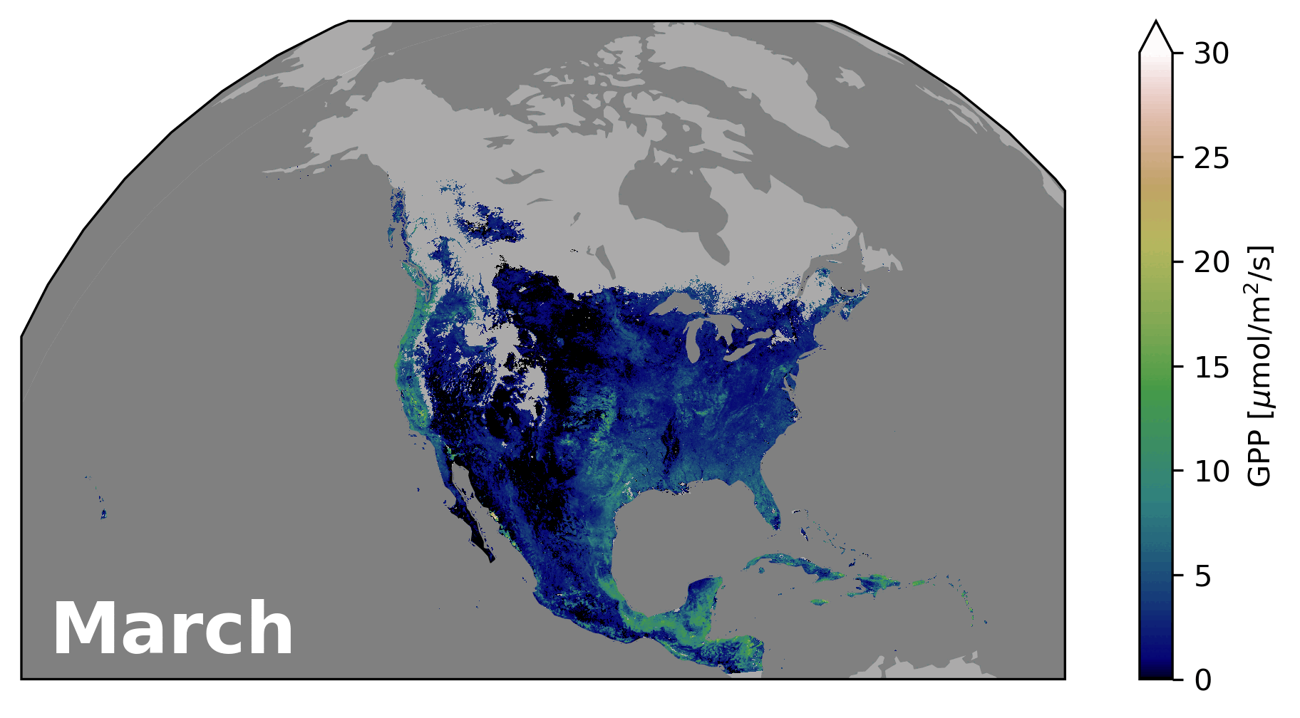 Visualización satelital de la Nasa que muestra, a través del satélite PACE, los cambios en la productividad de las plantas y su respuesta al clima. FOTO cortesía Nasa