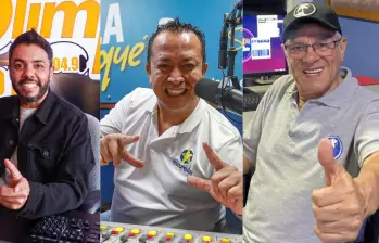 Estas son tres de las voces más icónicas de fin de año: John Jander Garcia (izq.), director de Olímpica Stereo; Williamson Serna (centro.), productor y locutor de Estrella Stereo, y Orlando Hernández (der.), más conocido como El Buho Salsero, de Latina Stereo. FOTOS: Manuel Saldarriaga
