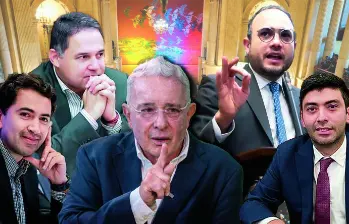 De izquierda a derecha, Daniel Briceño, Honorio Henríquez y Álvaro Uribe (Centro Democrático), Alfredo Deluque (La U) y Nicolás Barguil (conservador). FOTOmontaje elcolombiano