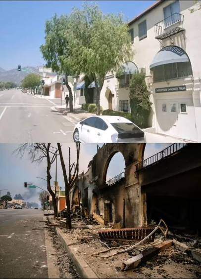 El antes y después en Los Ángeles, California, tras los incendios. FOTO: Tomada de Instagram @Architecturediscuss