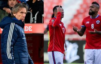 En la imagen aparecen el técnico Ricardo Gareca y los jugadores Gary Medel y Arturo Vidal. FOTOS AFP