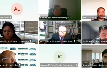 La audiencia se desarrolló de manera virtual y solo duró poco más de 20 minutos. FOTO: Captura de video