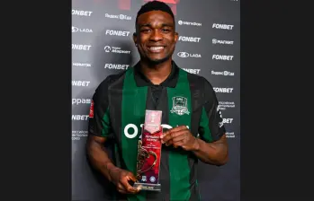 Constantemente el colombiano Jhon Córdoba es exaltado como jugador del partido con el Krasnodar en Rusia. FOTO TOMADA X@FCKrasnodar