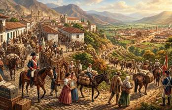 Imagen de referencia del “trasteo” de una capital de Antioquia a otra. FOTO Generada con IA