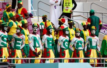 La afición de Senegal acompañó a su equipo en el partido en el que su país derrotó a Ecuador. FOTO: EFE