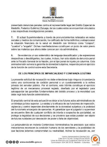 Alcaldía recusó a Daniel Quintero y pidió apartarlo de decisiones sobre el sistema de salud en Medellín