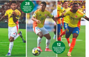 Luis Suárez, Juan Camilo Hernández y Jhon Córdoba son los hombres que Lorenzo eligió para esa posición en el Mundial, y se espera que, si tienen la oportunidad, respondan con goles. FOTOS GETTY