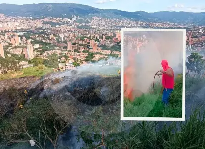 Atención: Bomberos de Medellín atienden un incendio forestal en la Comuna 13