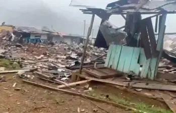 Esta es la vivienda en la cual los terroristas guardaban los explosivos, según la comunidad. IMAGEN TOMADA DE VIDEO.
