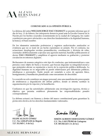 William Dau denunció acoso sexual en las calles de Cartagena: “Me agarró las nalgas con mucha sevicia”