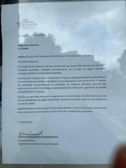 El comunicado de la entidad ha sido difundido por redes sociales.