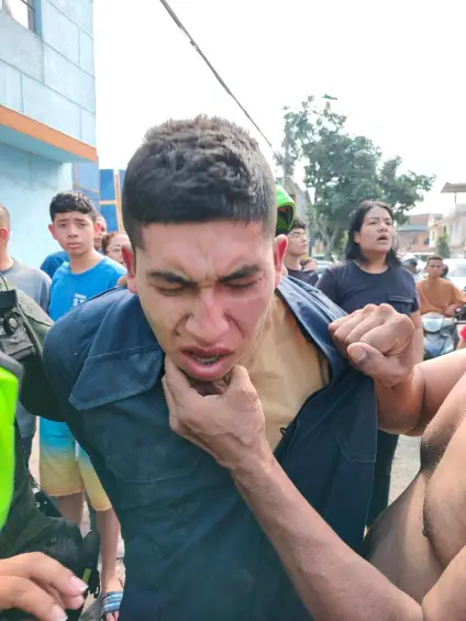 Este fue el momento de la captura del sospechoso. FOTO CORTESÍA
