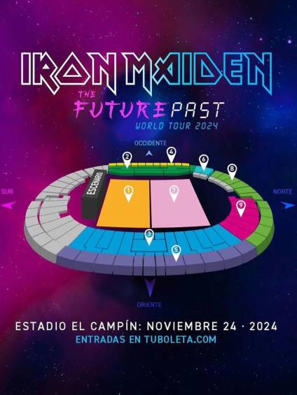 Primera imagen del mapa del concierto de Iron Maiden. FOTO: @Moveconcertsco