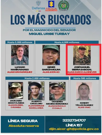 La orden de captura contra Iván Márquez y otros miembros de la Segunda Marquetalia por crimen de Miguel Uribe. Foto: redes sociales