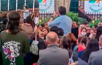 Momento en el que el menor de edad dispara contra el senador y precandidato presidencial Miguel Uribe Turbay en el barrio Modelia, de Bogotá. FOTO: Capturas de video