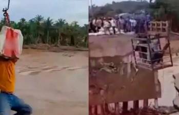 En video ¡Qué susto! Mujer casi se cae de una garrucha en el Urabá