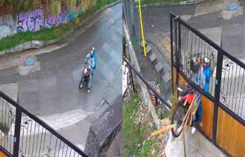 En video: Moto se quedó sin frenos en el Picacho y se fue contra la puerta de un mirador