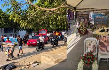 Con caravana de motos, pancartas y música popular, así fue recibido en Riohacha el cuerpo de alias ‘Bendito Menor’, mientras las autoridades reforzaron la seguridad. FOTO: Tomada de redes.