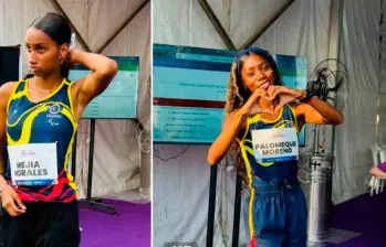 Las colombianas Angie Nicoll Mejía y Karen Tatiana Palomeque, ganadoras de oro y plata en el Mundial de India. FOTO CORTESÍA MINDEPORTE