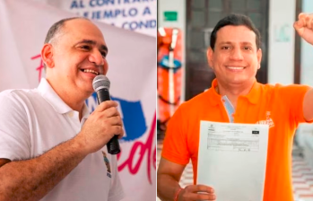 A la derecha Carlos Pinedo, con el 39,64 de los votos de Santa Marta, y a la izquierda el virtual ganador Jorge Agudelo, con el 39,77%. FOTO: COLPRENSA 
