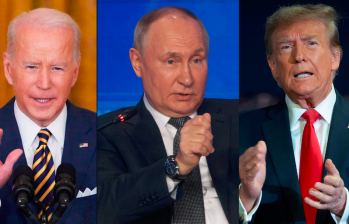 El presidente de los Estados Unidos, Joe Biden; el de Rusia, Vladimir Putin, y el expresidente de EE.UU. Donald Trump lideraron una discusión por las elecciones presidenciales de 2024. FOTO: GETTY